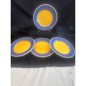 Furio Home Blue and Yellow Italian Ceramic Dinner Plates Set of 4 10.125 inch